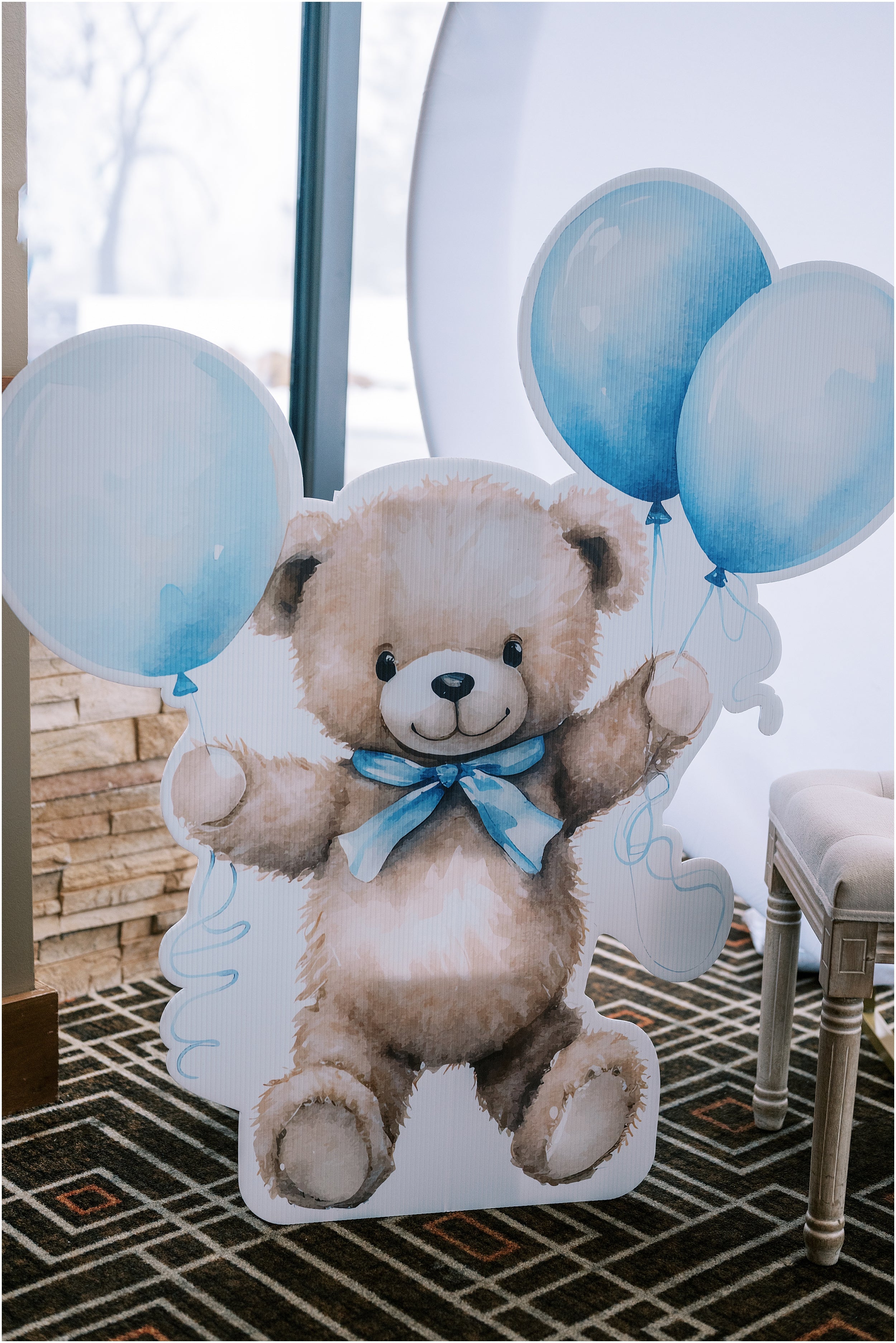 Bear holding balloons baby shower on sale