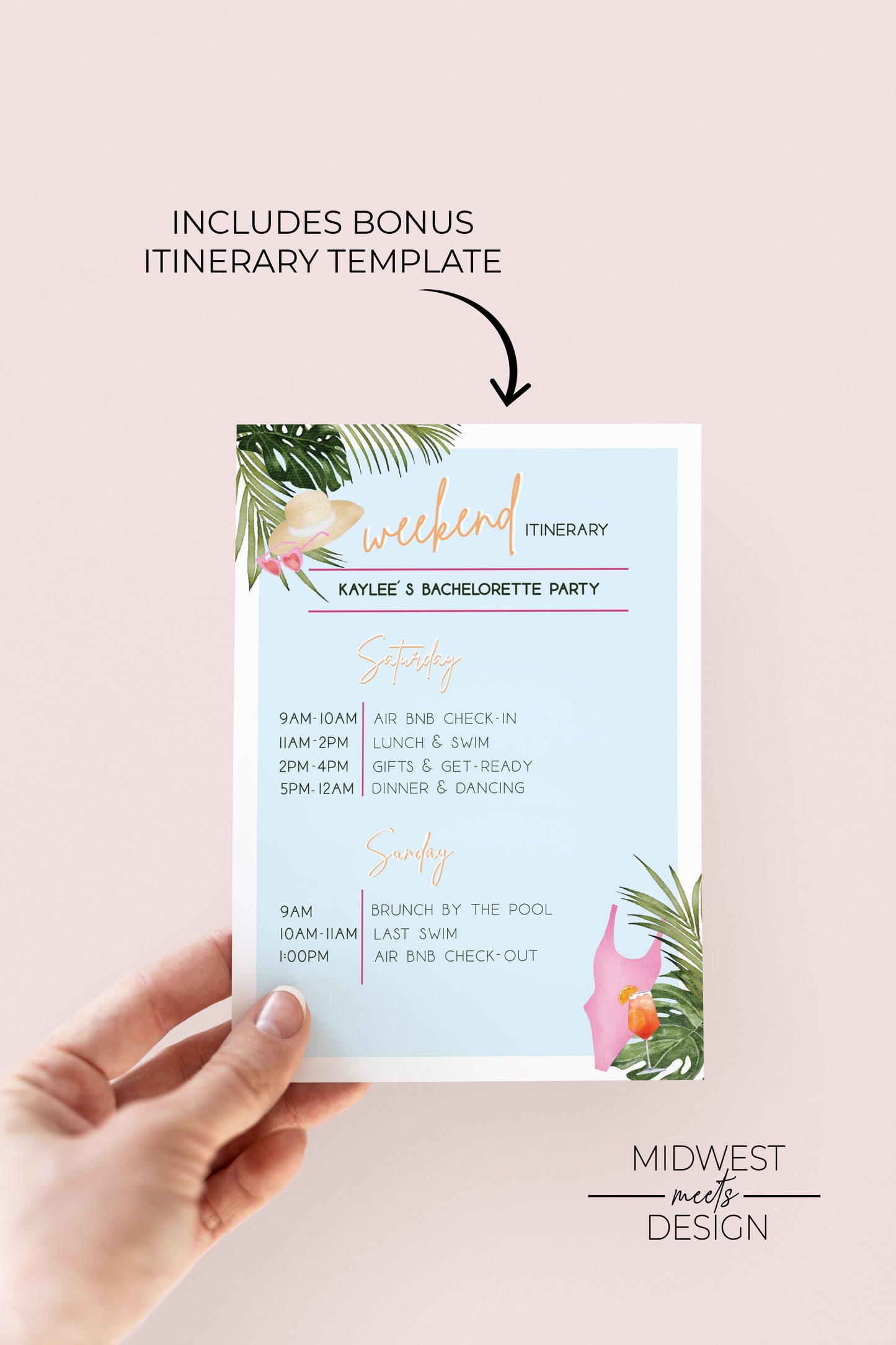 Last Splash Bach Invites w/Itinerary - Digital/Print